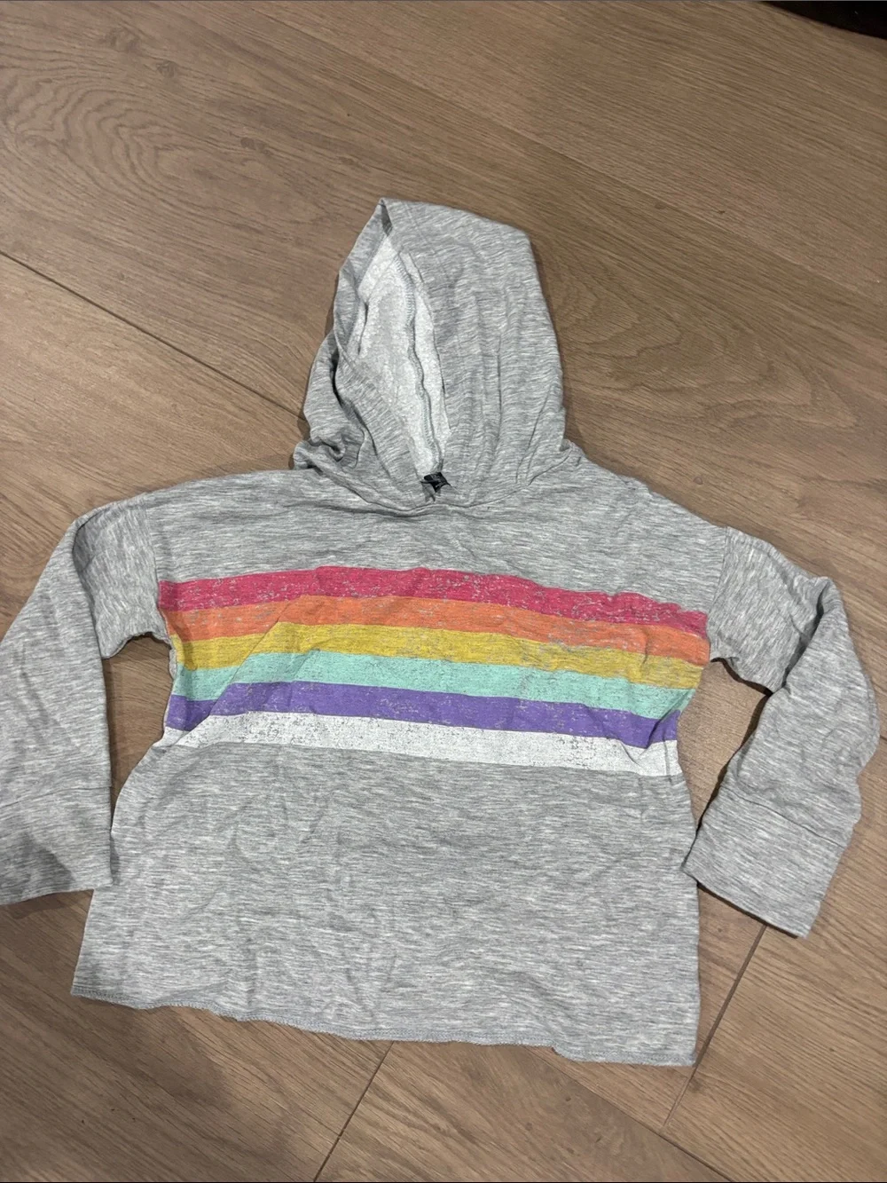 Size 8 Girls' Gray Rainbow Hoodie & Jogger Set - Kids Matching Sets